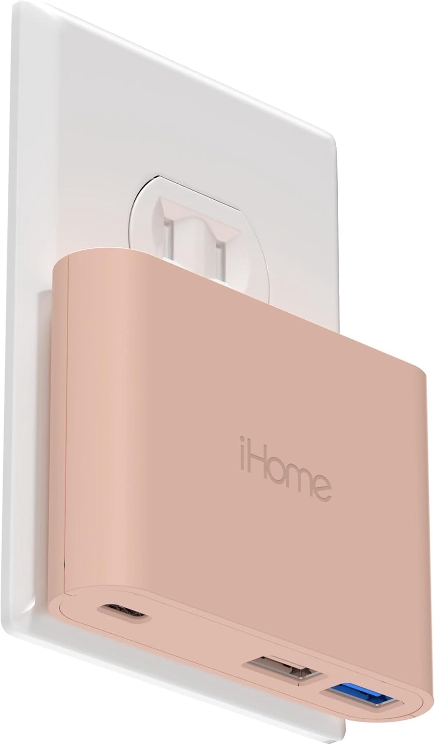 iHome 32W AC Pro Wall Charger, 3-Port (1 USB-C, 2 USB-A), Fast Charging, Universal Compatibility