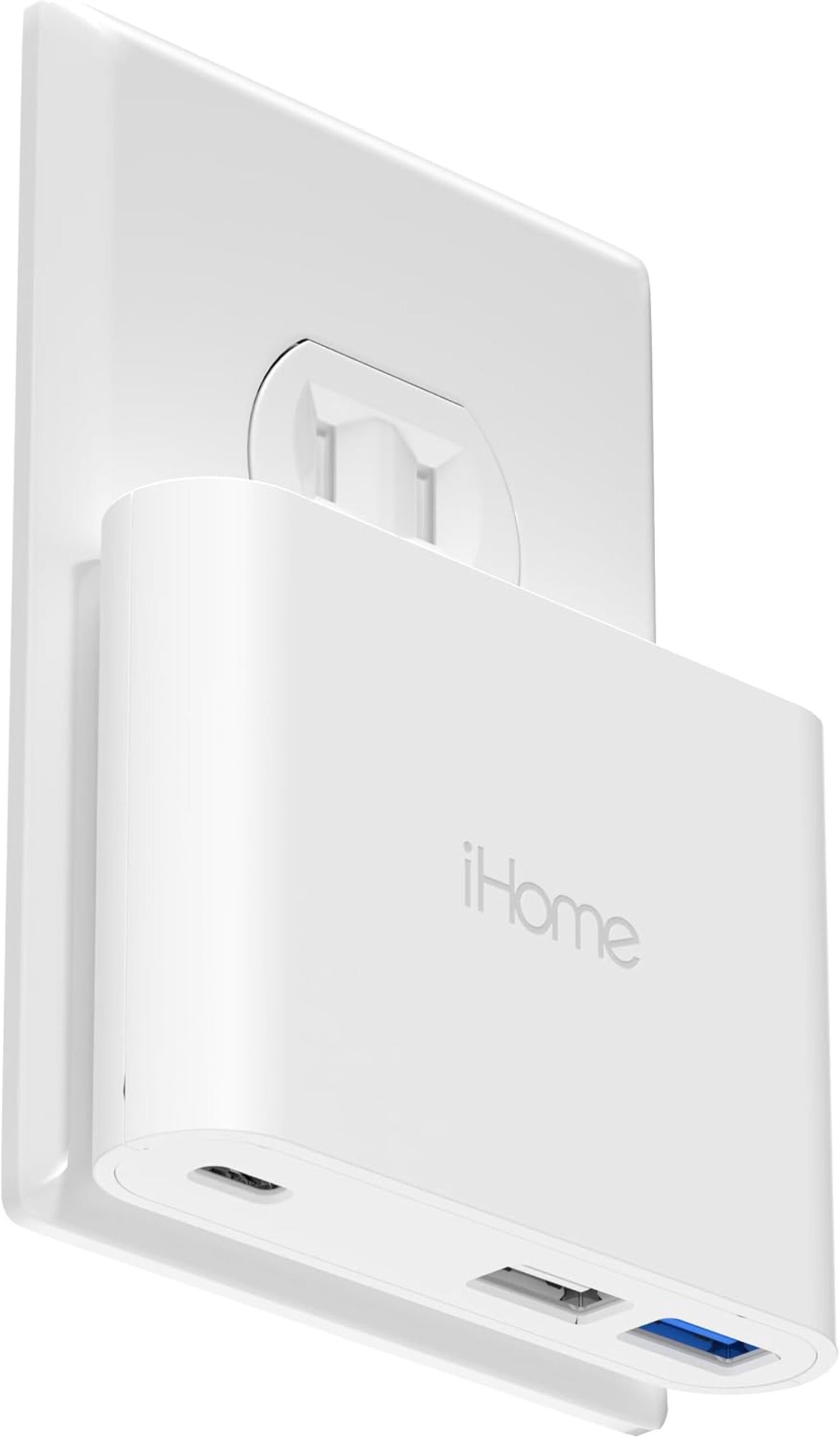 iHome 32W AC Pro Wall Charger, 3-Port (1 USB-C, 2 USB-A), Fast Charging, Universal Compatibility