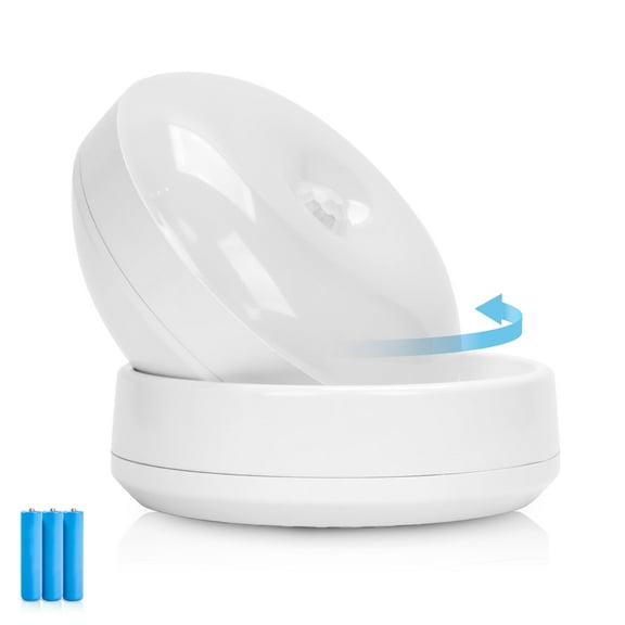 iHome 360 Rotating Motion Sensor Puck Light, Auto/On Modes, Magnetic Detachable Base, 4000K Warm Glow, Versatile Mounting, Batteries Included