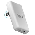 thumbnail image 1 of iHome 45W Ultra Slim Wall Charger, Dual USB-C Ports, GaN Technology, Folding Prongs, Travel Friendly, ETL Certified, White, 1 of 7
