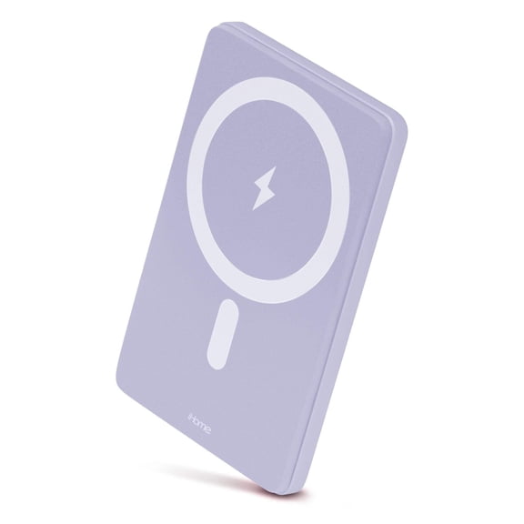 iHome 5000mAh Magnetic Portable Power Bank, Wireless Charging, USB-C Input/Output, MagSafe Compatible for iPhone 12 & Newer