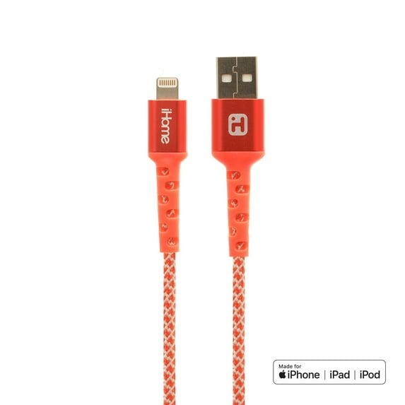 iHome |6 FT Aluminum Charge & Sync Nylon Braided MFi Certified Lightning Cable