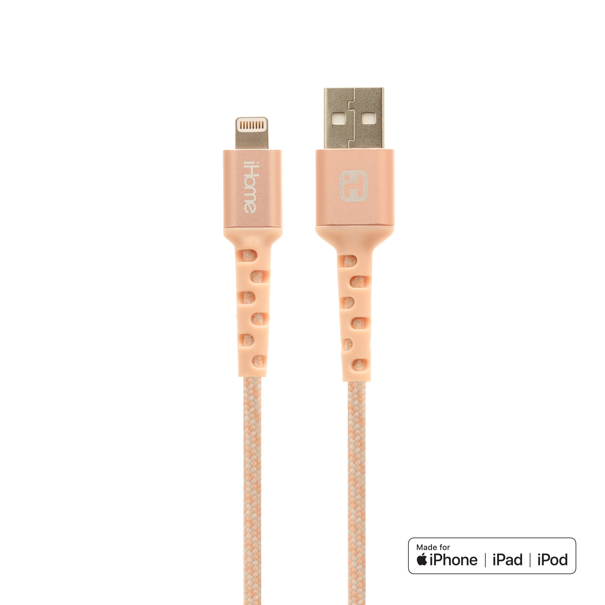 iHome 6 FT Aluminum Charge & Sync Nylon Braided MFi Certified Lightning Cable
