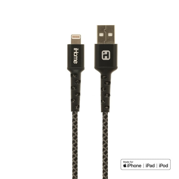 iHome |6 FT Aluminum Charge & Sync Nylon Braided MFi Certified Lightning Cable