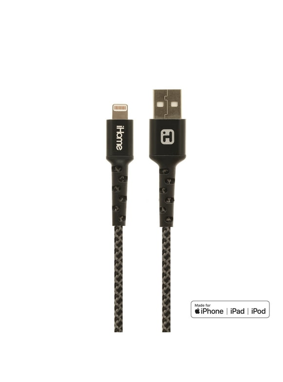 iHome |6 FT Aluminum Charge & Sync Nylon Braided MFi Certified Lightning Cable