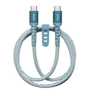 iHome 6 USB-C to USB-C Cable, Nylon Braided with Cable Wrap, Blue