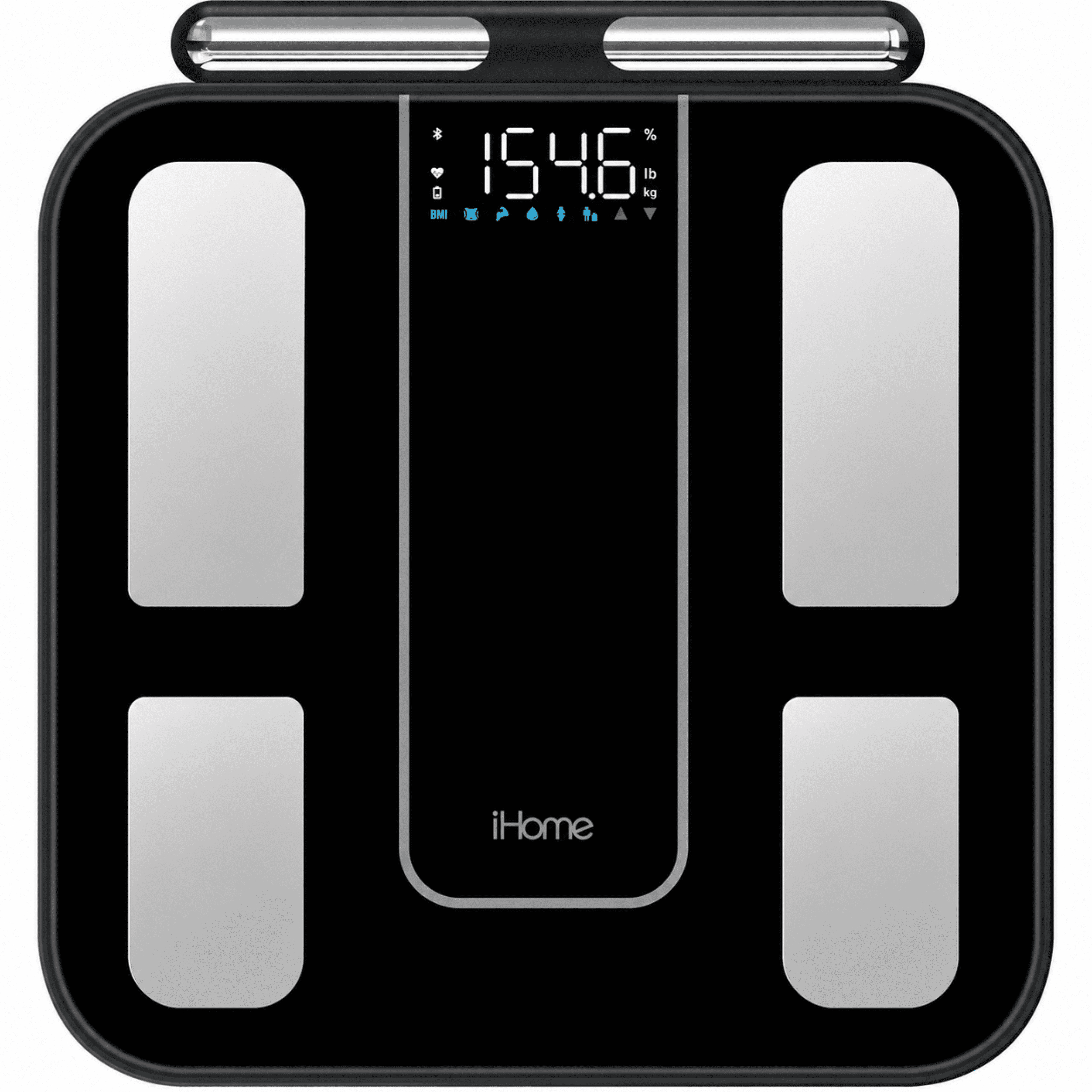 iHome 8-Electrode Smart Body Composition Health Scale & 56 Metrics, Glass, Black