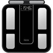 iHome 8-Electrode Smart Body Composition Health Scale & 56 Metrics, Glass, Black