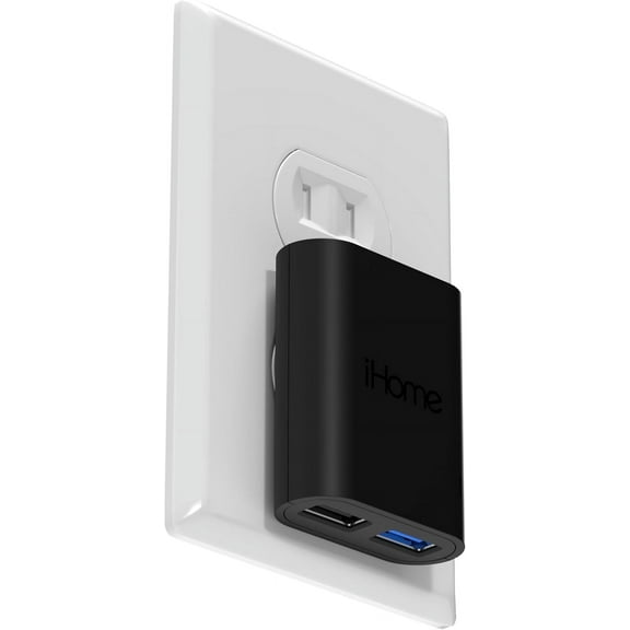 iHome AC Pro 2-Port USB Wall Charger, Flat Plug Adapter, Phone Charging Block for Home & Travel