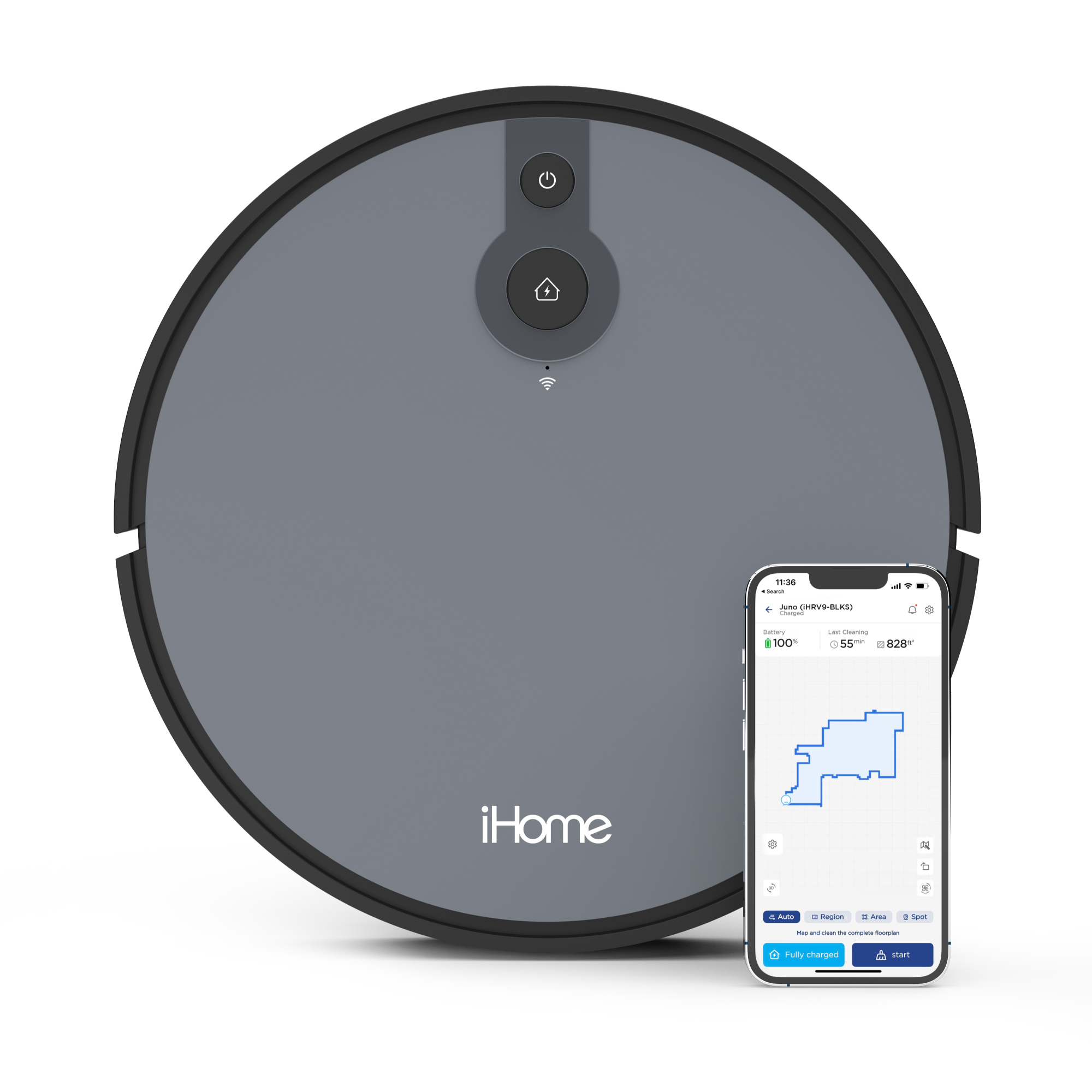 iHome AutoVac Juno Robot Vacuum, Mapping Technology, Strong Suction, 120 Min Runtime, App + Remote Control, New - image 1 of 11