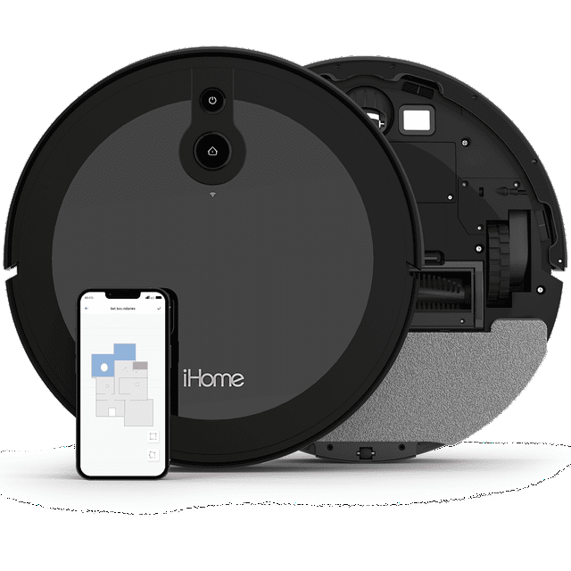 iHome AutoVac Luna 2-in-1 Front LIDAR Robot Vacuum and Vibrating Mop, Strong Suction