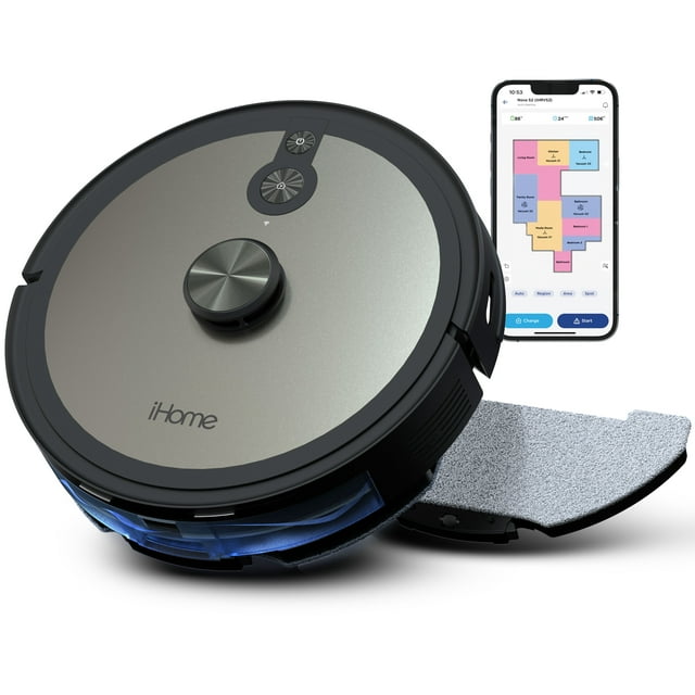 iHome AutoVac Nova S2 Robot Vacuum, Mop with LIDAR, Customized Cleaning