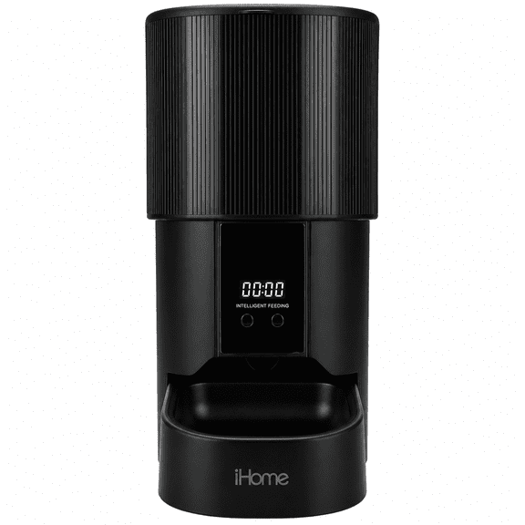 iHome Automatic Pet Feeder, 4L Programmable Food Dispenser for Cats & Dogs, Black