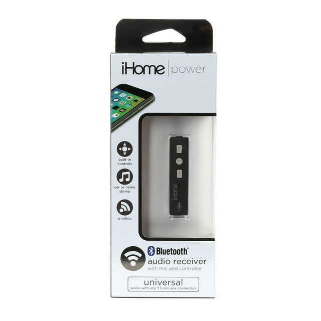 iHome Bluetooth Audio Adapter with Mic and Controller (Black), 1 each