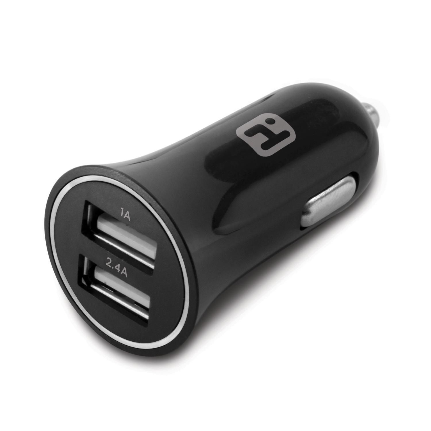 iHome DC Car Charger 2.1A, 2 USB, Black