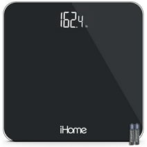 iHome Digital Bathroom Scale 396 lbs Weighing Scale for Body Weight with LED Display, Black
