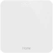 iHome Digital Battery Powered Bathroom Scale 397 lbs FSA and HSA Eligible, White