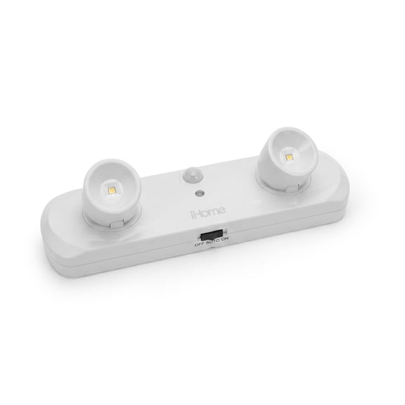 iHome Duo Motion Sensor Spotlight, Cordless, Battery Operated, Adjustable Head, Peel & Stick Mount, Always-On Mode