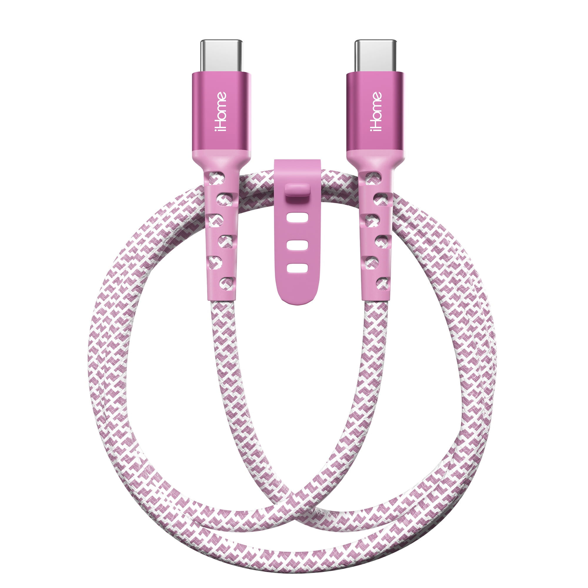 iHome 6' USB-C to USB-C Cable, Nylon with Wrap, Pink - Walmart.com