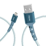 iHome Fabric Braided Lightning to USB Cable, Blue, 6