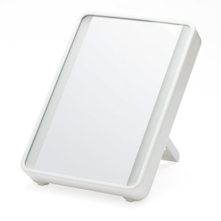iHome - PORTABLE Portable Lighted Vanity Mirror with Bluetooth Speaker - White