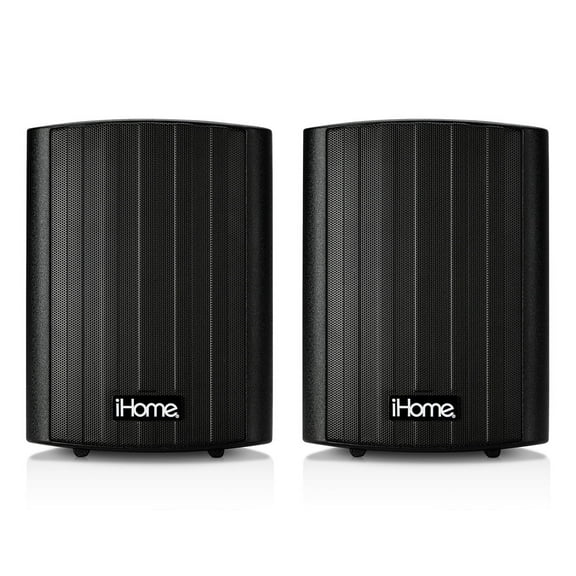 iHome IHSI-W400BT-PR-BLK Weatherproof Bluetooth 100Watt Pair of Speakers, Black