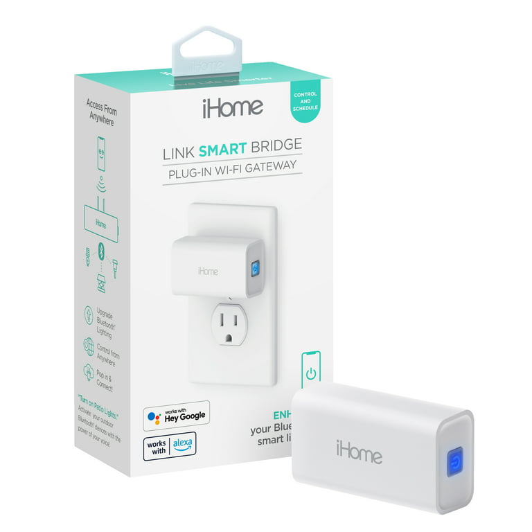iHome Link Smart Bridge Plug-In Wi-Fi Gateway Hub, Works with Smart Life  App and Tuya, Voice Control, Compatible with Alexa and Google Home Assistant