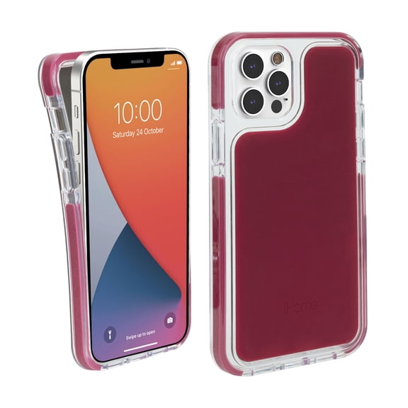 iHome Magnetic Silicone Velo Case: Premium Silicone, Lightweight, Ultra Slim, Shock Absorbent Velo Protective Case, MagSafe Compatible (iPhone 12/12 Pro, Burgandy)