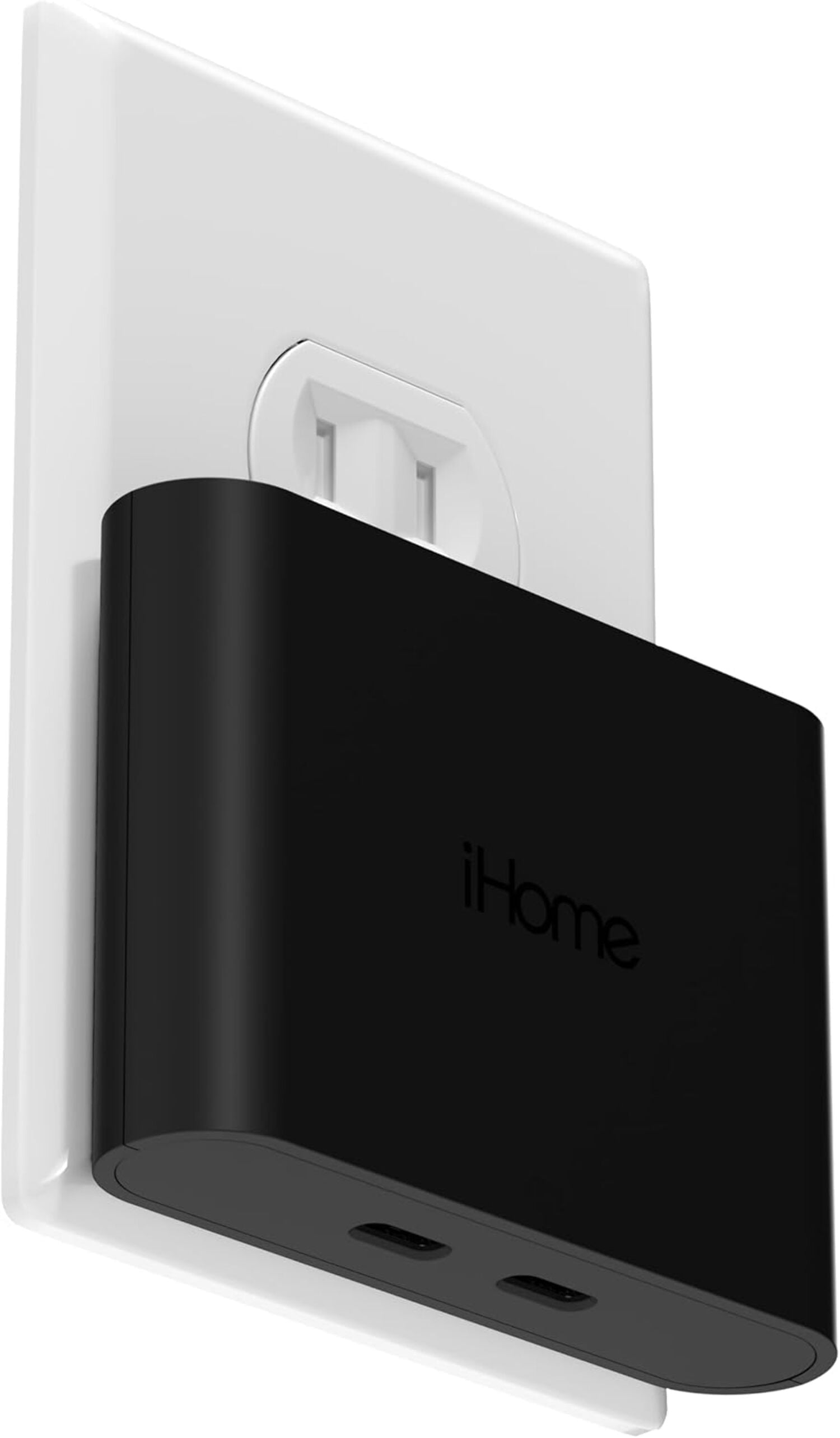iHome 40W USB-C Multiport Wall Charger, 2-Port AC Adapter, Dual Fast Charging