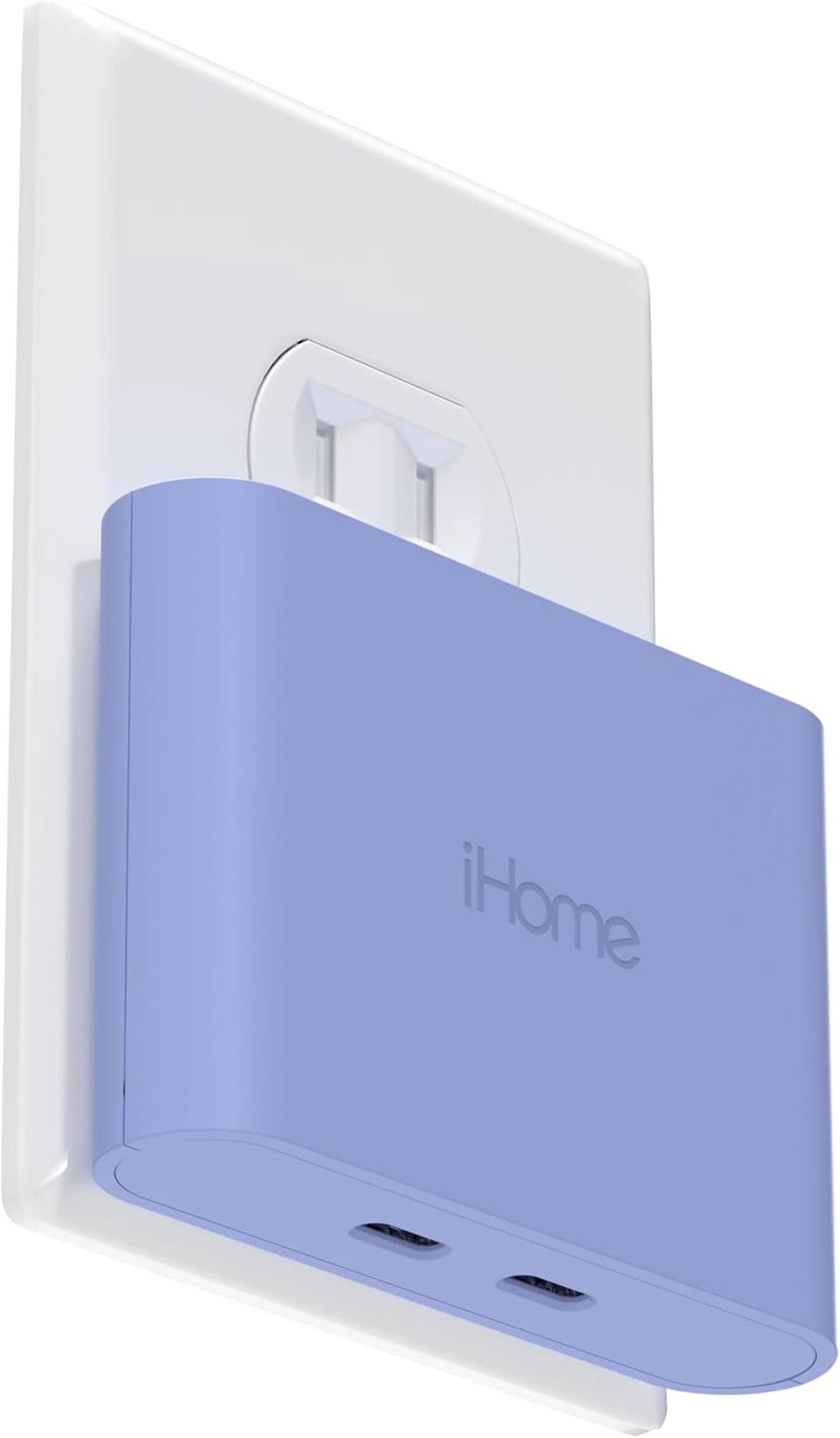 iHome 40W USB-C Multiport Wall Charger, 2-Port AC Adapter, Dual Fast Charging