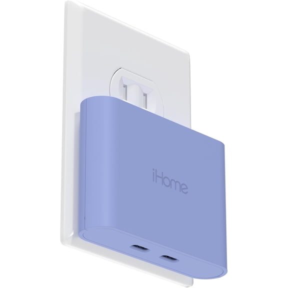 iHome 40W USB-C Multiport Wall Charger, 2-Port AC Adapter, Dual Fast Charging