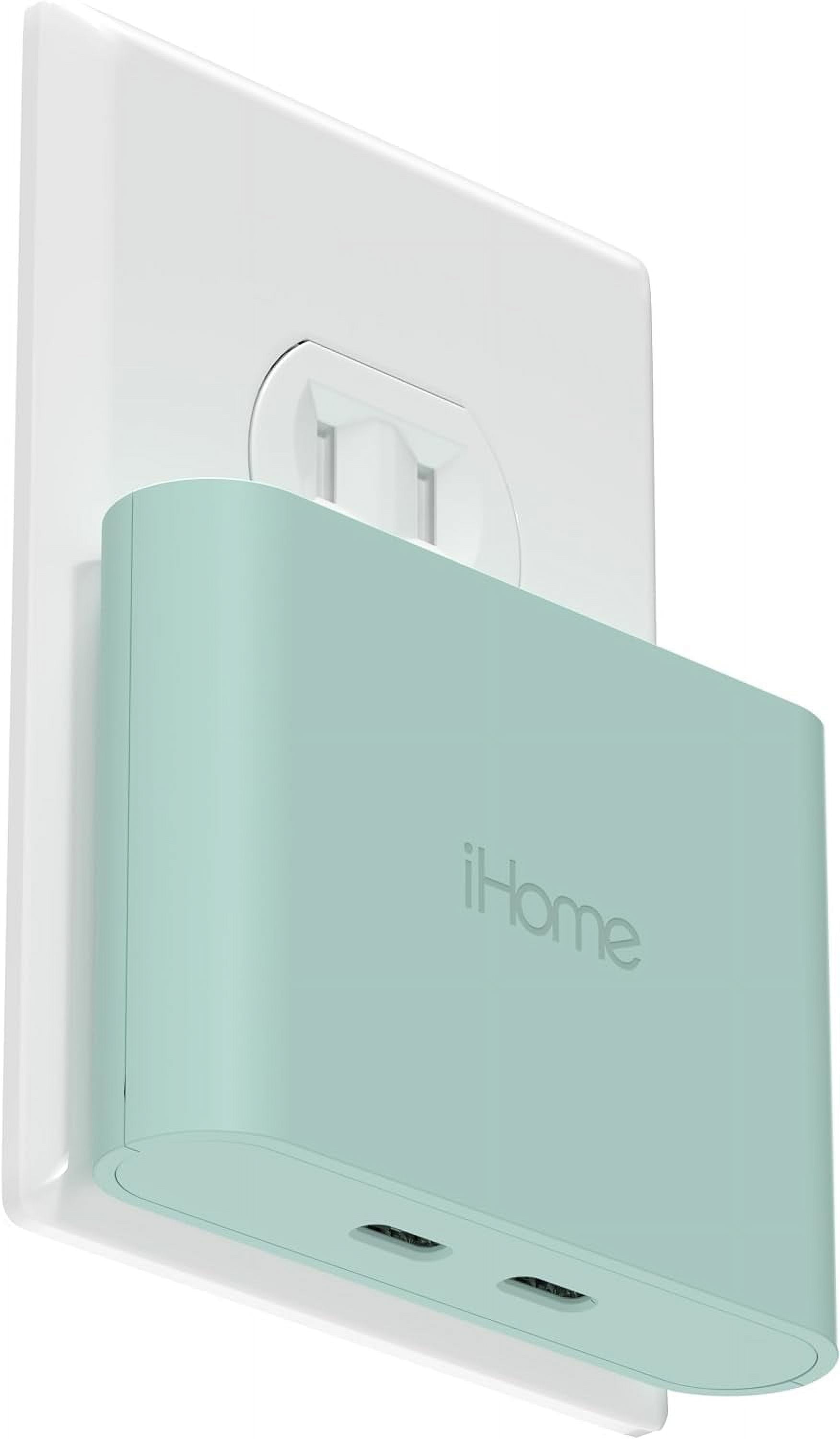 iHome 40W USB-C Multiport Wall Charger, 2-Port AC Adapter, Dual Fast Charging