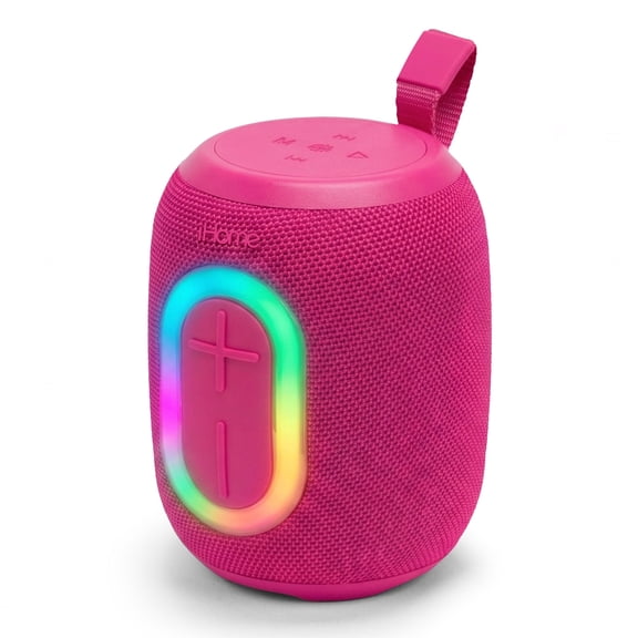iHome Quest Portable Bluetooth Speaker, Water Resistant, RGB Lights, TWS Pairing, Rechargeable Battery with Charging Cable