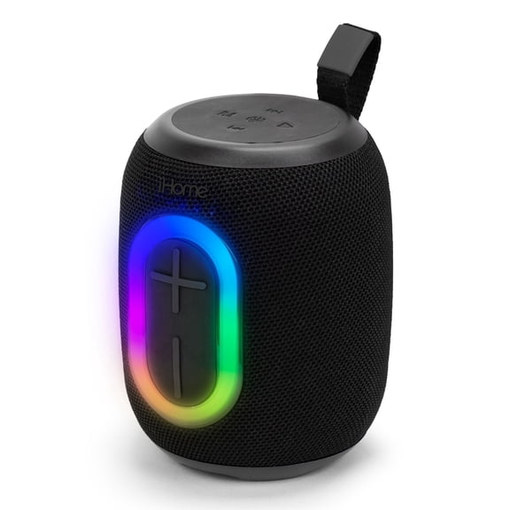 iHome Quest Portable Bluetooth Speaker, Water Resistant, RGB Lights, TWS Pairing, Rechargeable Battery with Charging Cable