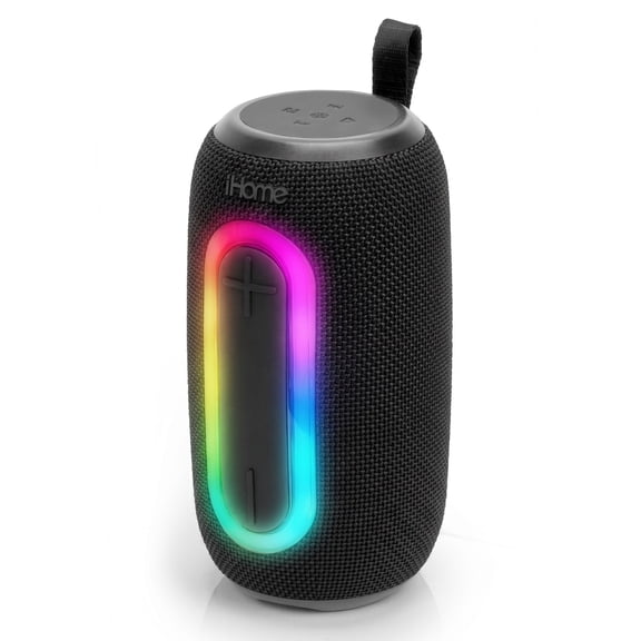 iHome Quest Pro Portable Bluetooth Speaker, Bluetooth 5.3, RGB Lights, Water Resistant, TWS Pairing, Rechargeable Battery, Carry Strap