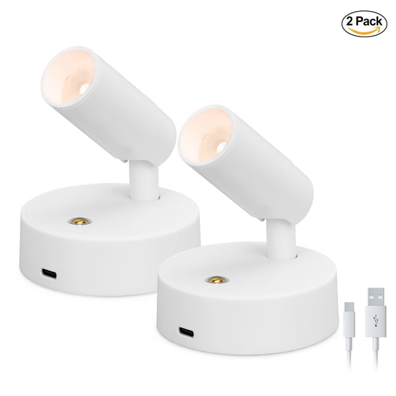 iHome Rechargeable Two-Tone Magnetic Spotlight, 2-Pack, 360 Rotation, Dimmable, Peel & Stick Mount
