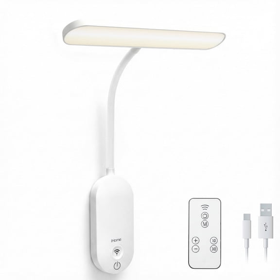 iHome Rechargeable Wall Light, Adjustable Gooseneck, Touch Controls, Dimmable, Warm & Cool Color Tones