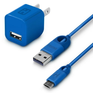 iHome Single Port USB Wall Charger Block and 5FT Micro USB Charging Cable, Lightweight & Portable