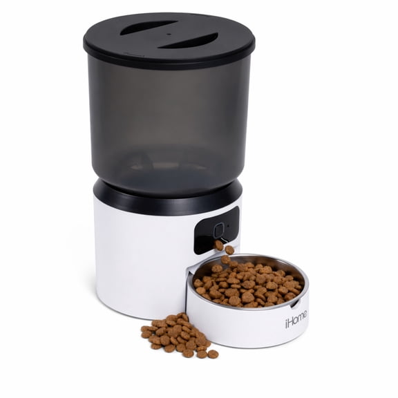 iHome Smart Automatic Pet Feeder, 4L WiFi App-Controlled Food Dispenser for Cats & Dogs