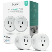 iHome Smart Plug, 15A Wi-Fi Outlet, Works with Alexa & Google Home, App Control, Timer, 2 pack – White
