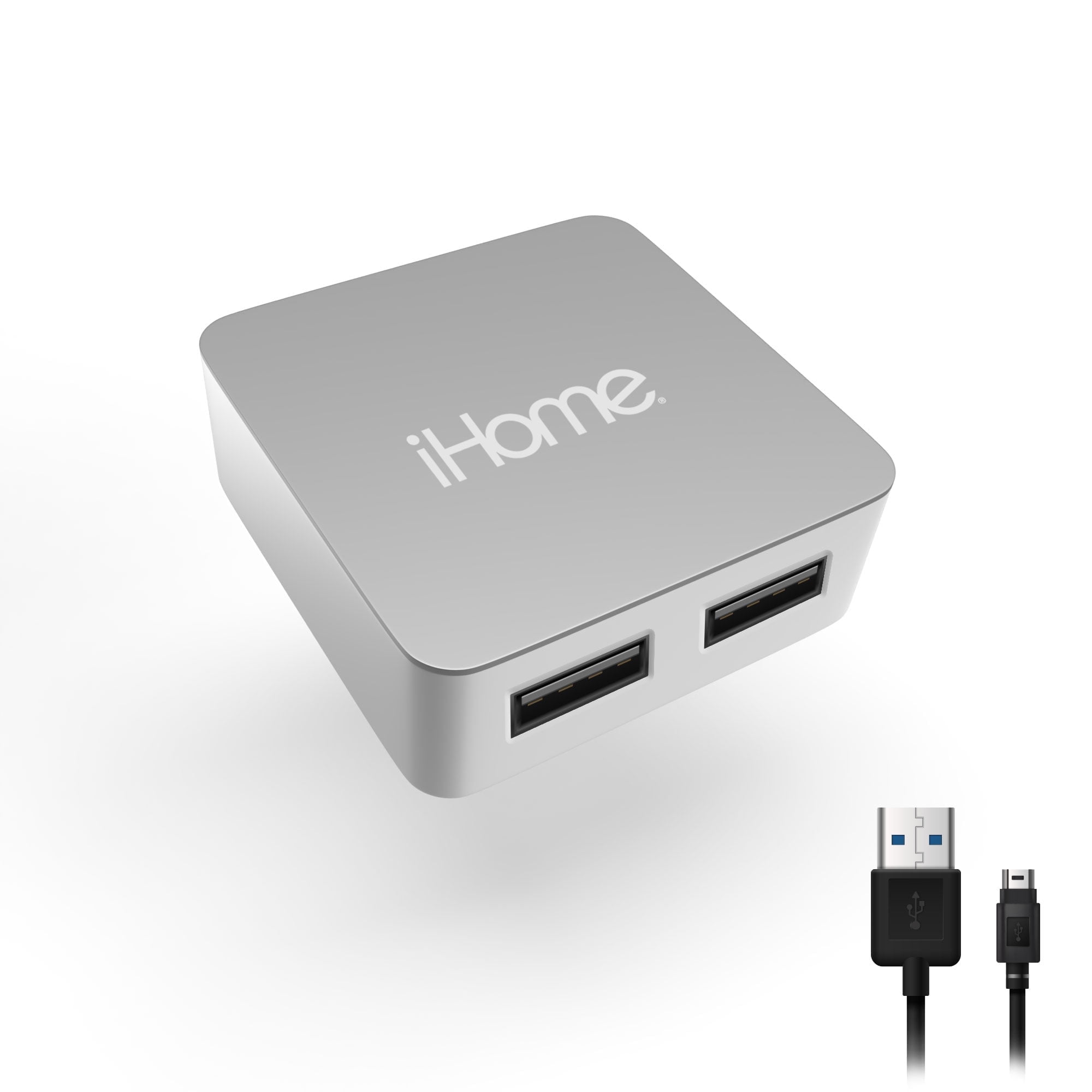 iHome USB Hub - Compact and Portable Hub with 4 USB Ports