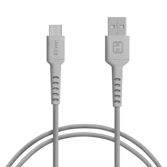 iHome 6ft USB-A to Micro-USB Charge & Sync Cable, Braided Nylon, Strain Defense Technology