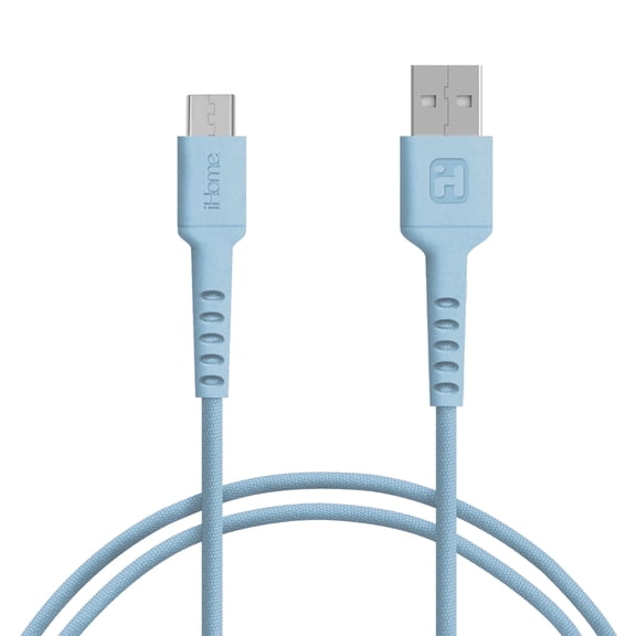iHome 6ft USB-A to Micro-USB Charge & Sync Cable, Braided Nylon, Strain Defense Technology