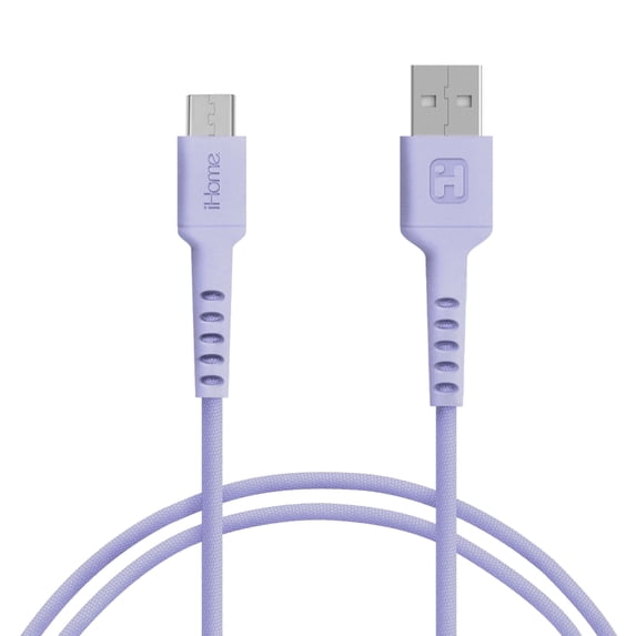 iHome 6ft USB-A to Micro-USB Charge & Sync Cable, Braided Nylon, Strain Defense Technology