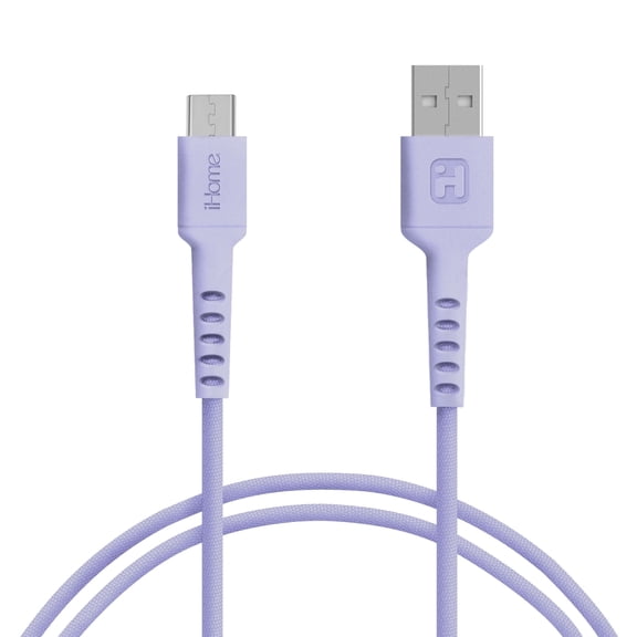 iHome 6ft USB-A to Micro-USB Charge & Sync Cable, Braided Nylon, Strain Defense Technology