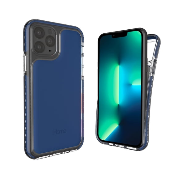 iHome iPhone 2021 6.1" Pro Phone Case: Premium Silicone, Lightweight, Ultra Slim, Shock Absorbent Velo Protective Case- Wireless Charging Compatible- Navy