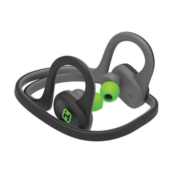 iHome Water/Sweat Resistant Bluetooth Foldable Earbuds & Mic/Control Gray/Green IB80GQC