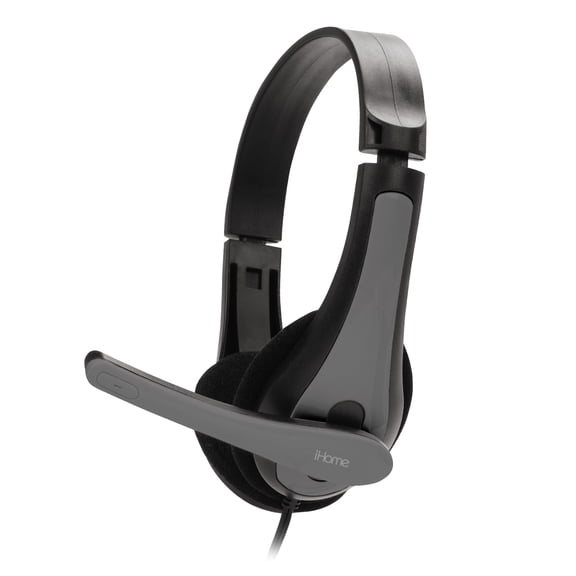 iHome Wired Headset with Microphone, Premium Sound, Braided Cord, Audio Adapter, Desktop & Laptop Compatible