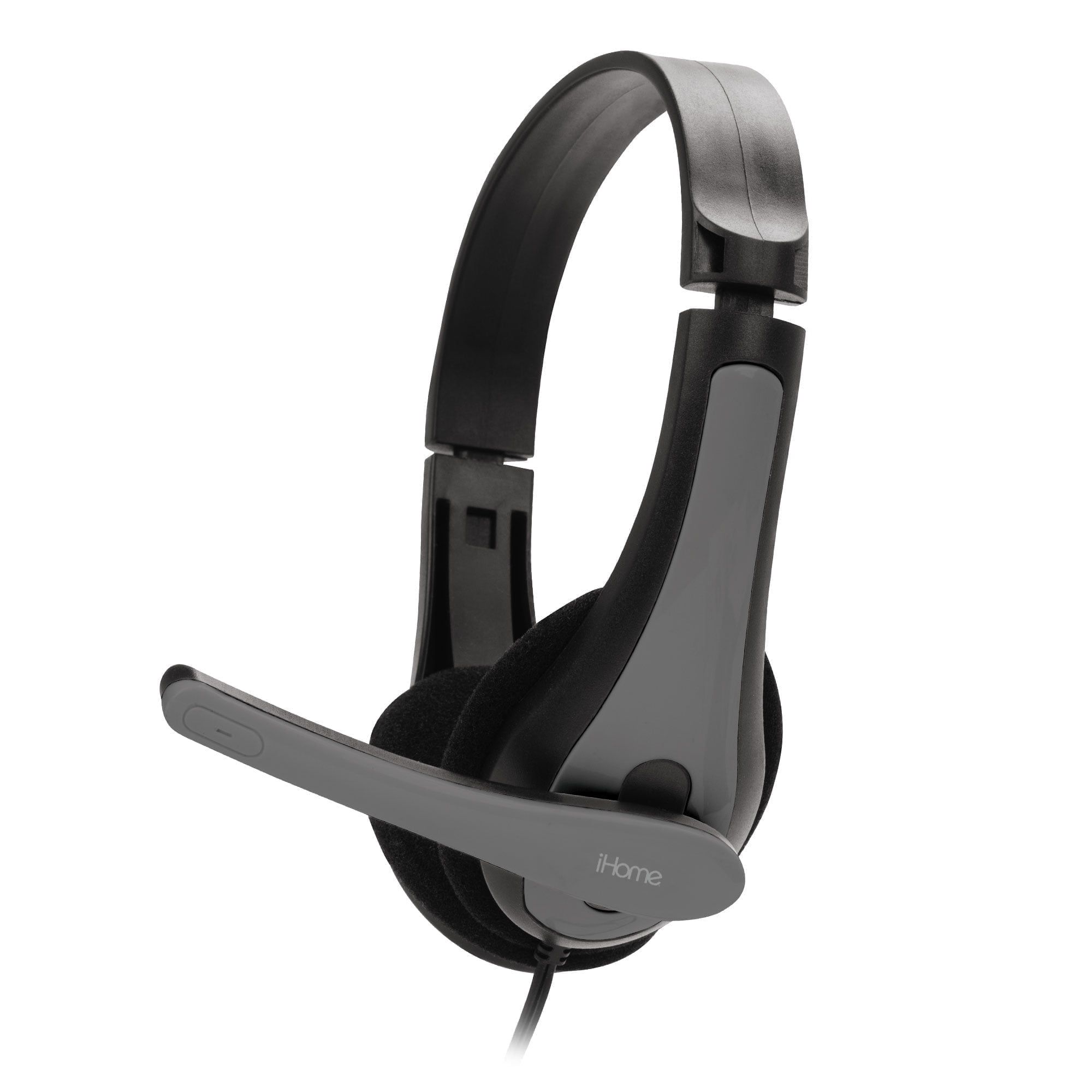 iHome Wired Headset with Mic, Premium Sound, Braided Nylon Cord, Audio Adapter, Flexible Mic for Mobile, Desktop & Laptop