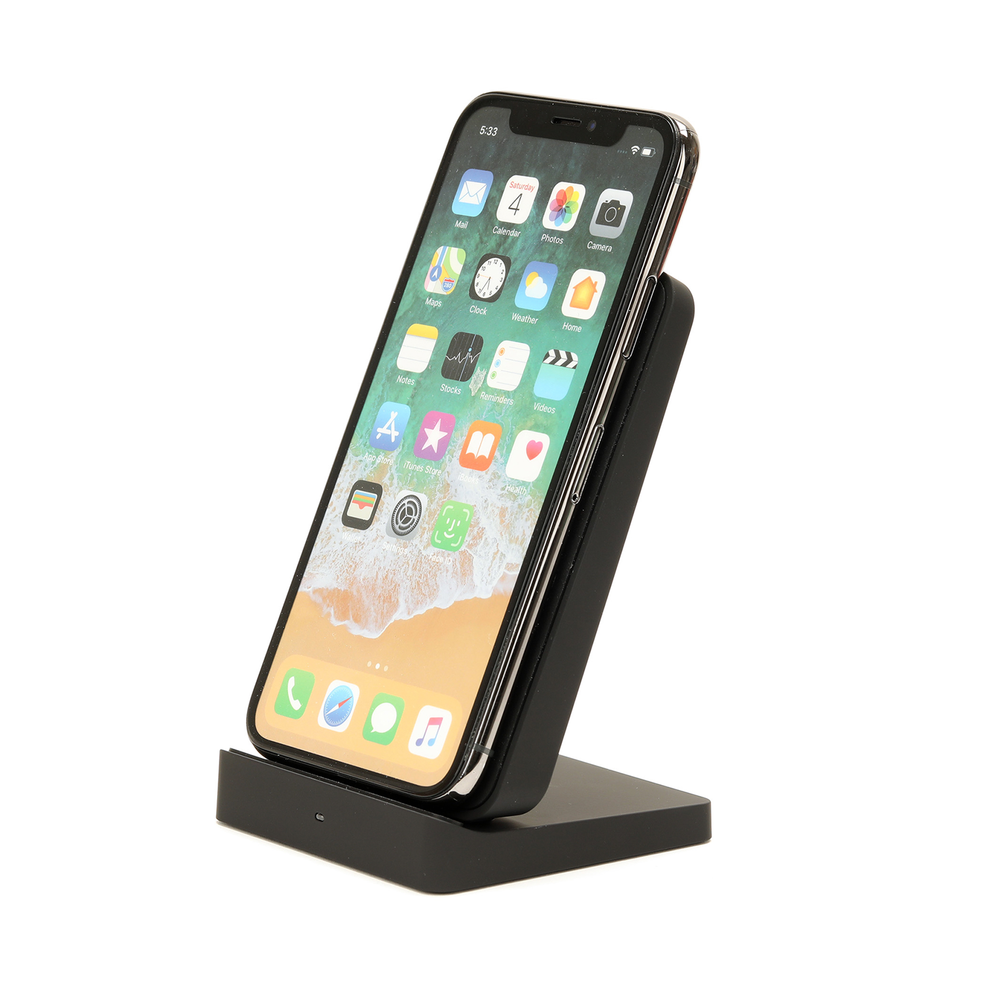 iHome Wireless Charging Stand: Qi Certified Fast Charge Station: 7.5W for iPhone 11, 11 Pro, 11 Pro Max, XR, Xs Max, XS, X, 8, 8 Plus, or 10W Galaxy S10 S9, Note 10 Note 9 - image 1 of 3